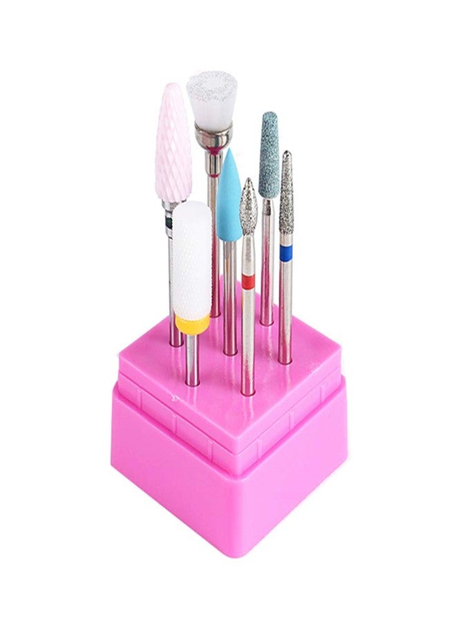 Beuniar Ceramic Nail Drill Bit Carbide Diamond Set Nails File Bits 7Pcs 3/32 inch for Acrylic Tips Gel Polish Cuticle Remove Manicure Pedicure Tool with Holder Case - Image 1